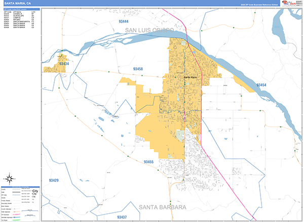 Santa Maria Wall Map